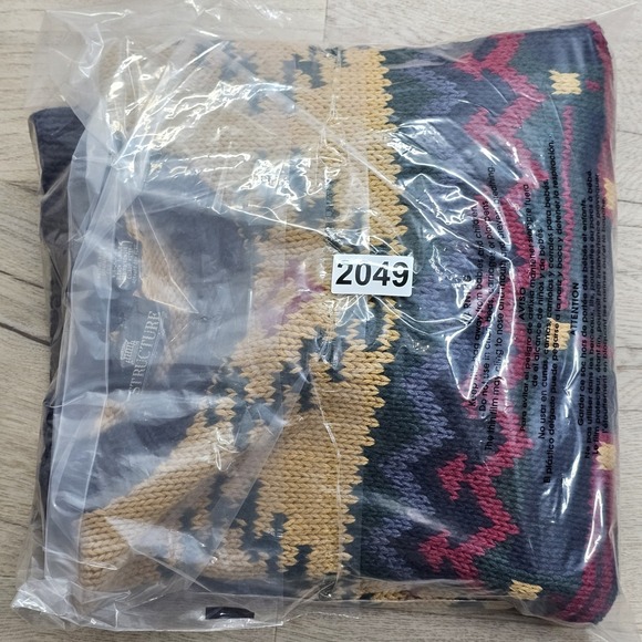 Vintage Structure Knit Sweater Multi Color Aztec Native Print Size Large L - Picture 9 of 9